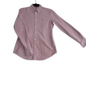 Ralph Lauren Button Down Shirt Mens Small Pink Custom Fit Oxford Cotton Long Slv